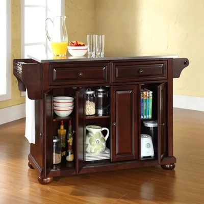CROSLEY FURNITURE ALEXANDRIA FULL SIZE KITCHEN ISLAND WITH STAINLESS STEEL TOP