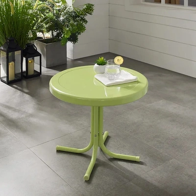 Crosley Furniture Griffith Retro Metal Outdoor Side Table, Key Lime In Green