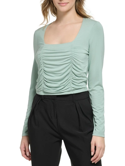 Calvin Klein Womens Ruched Crop Blouse In Multi