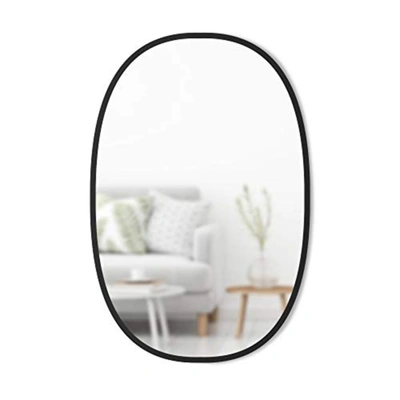 Umbra Hub Oval Wall Mirror With Rubber Rim In Black