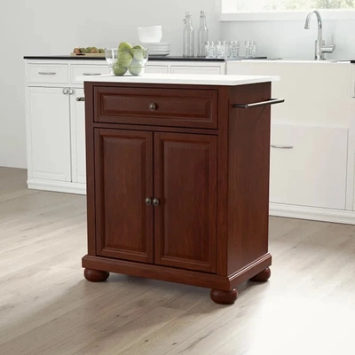 Crosley Furniture Alexandria Mahogany/white Granite Top Portable Kitchen Island/cart In Brown