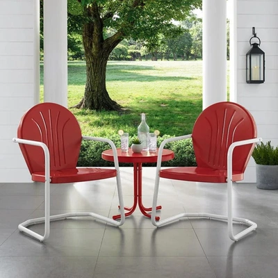 Crosley Furniture Griffith 3-piece Outdoor Chat Set In Red