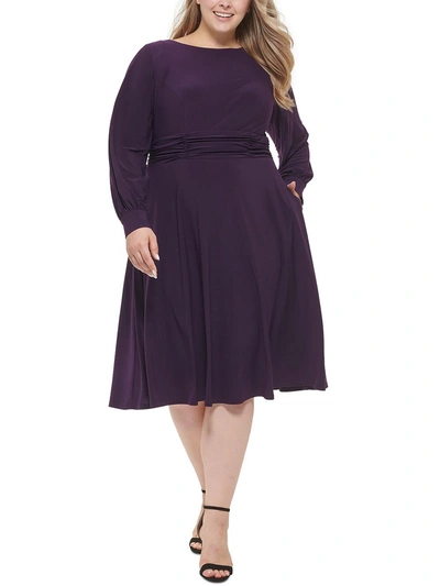Jessica Howard Plus Size Ruched-waist Midi Dress In Purple