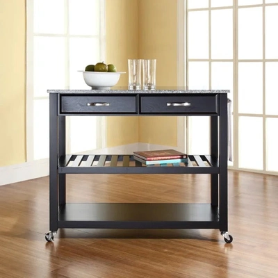 Crosley Furniture Wood Top Kitchen Prep Cart In Black