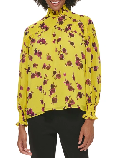 Calvin Klein Petites Womens Causal Floral Pullover Top In Multi