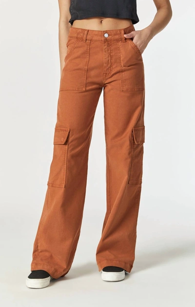 Mavi Alva Straight Cargo Pants In Cinnamon Luxe Twill In Orange
