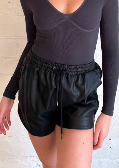 Mittoshop Seasons Change Faux Leather Shorts In Black