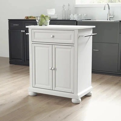 Crosley Furniture Compact Kitchen White Portable Granite Top Kitchen Cart