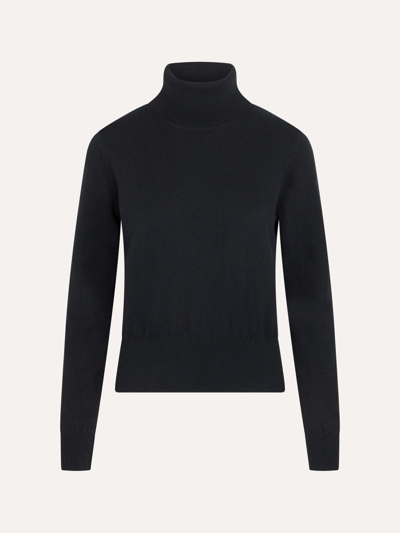 Ballantyne Cross-neck Ribbed Turtleneck Shirt In Black