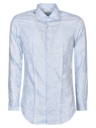 Etro Round Hem Printed Formal Shirt In Azzurra