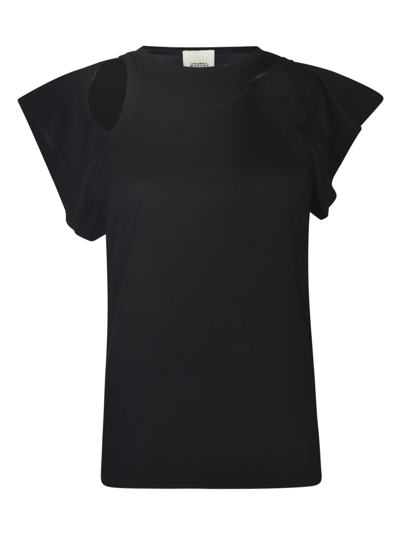 Isabel Marant Cut-out Cotton T-shirt In Bk Black