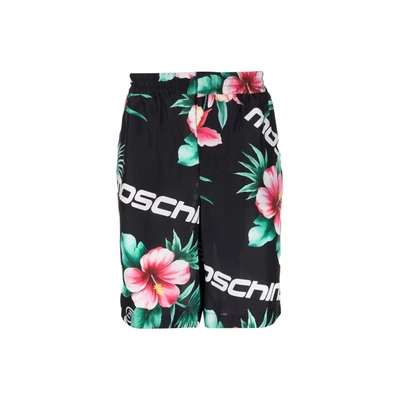 Moschino Couture Moschino Floral Print Silk Shorts In Black