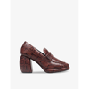 MARTINE ROSE X CLARKS MARTINE ROSE X CLARKS WOMEN'S BROWN SNAKE LEATHER HEELED LOAFERS