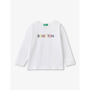 Benetton Babies'  White Branded-print Long-sleeved Cotton-jersey T-shirt 18 Months - 6 Years