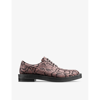 MARTINE ROSE X CLARKS MARTINE ROSE X CLARKS WOMENS ROSE TEXTILE SNAKE-PRINT LEATHER OXFORD SHOES