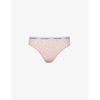 Calvin Klein Womens Subdued Animal-print Branded-waistband Stretch-lace Briefs In Subdued