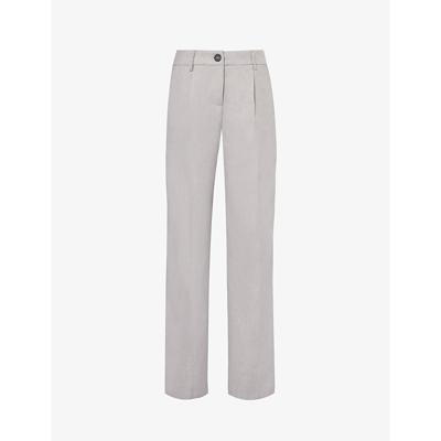4th & Reckless Taylor Straight-leg High-rise Stretch-woven Trousers In Grey