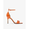 Allsaints Womens Zesty Orange Betty Metal-hardware Heeled Leather Sandals