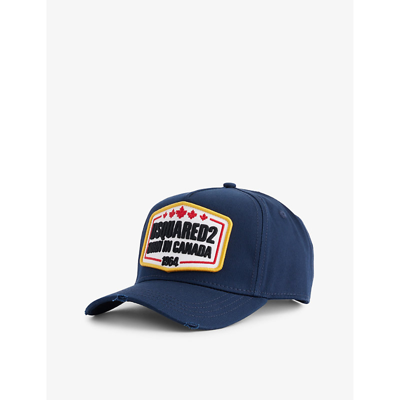 Dsquared2 Mens Navy Born In Canada Brand-embroidered Cotton-twill Cap In Blue