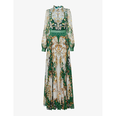 Mary Katrantzou Womens Poly Ggt Green Floral Selene Floral-pattern Woven Maxi Dress