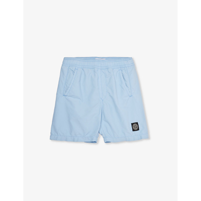 Stone Island Boys Blue Kids Logo-patch Shell Shorts 4-14 Years