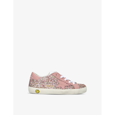 Golden Goose Boys Pink Kids Super Star Glitter-embellished Woven Low-top Trainers 6-9 Years