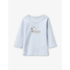 Benetton Babies'  Pale Blue Branded-print Long-sleeved Organic-cotton T-shirt 1-18 Months