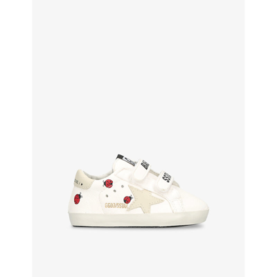 Golden Goose Kids' Baby School Graphic-print Leather Low-top Trainers 0-6 Months In White/red