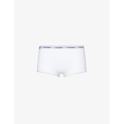 Calvin Klein Womens White Modern Branded-waistband Stretch-cotton Briefs