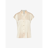 Vince Cap-sleeve Ruched-back Silk Blouse In 281chf