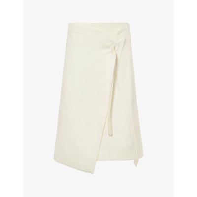 Bottega Veneta Womens Dove Wrap-around Mid-rise Cotton-twill Midi Skirt