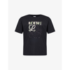 LOEWE LOEWE MEN'S BLACK MULTICOLOR BRAND-EMBROIDERED RELAXED-FIT COTTON-JERSEY T-SHIRT