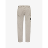 Stone Island Mens Dust Logo-patch Straight-leg Mid-rise Cotton-blend Trousers