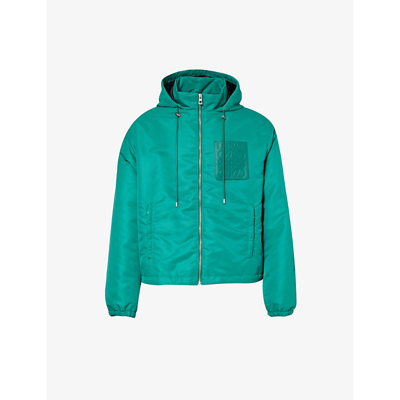 Loewe Mens Green Anagram Logo-patch Boxy-fit Shell Jacket