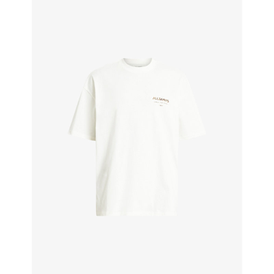 Allsaints Underground Graphic-print Cotton T-shirt In White/leopard