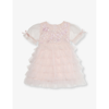 TUTU DU MONDE TUTU DU MONDE PINK CLOUD RUFFLE-TRIM BEAD-EMBELLISHED COTTON DRESS 3-24 MONTHS