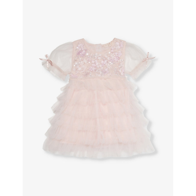 Tutu Du Monde Babies' Ruffle-trim Bead-embellished Cotton Dress 3-24 Months In Pink Cloud