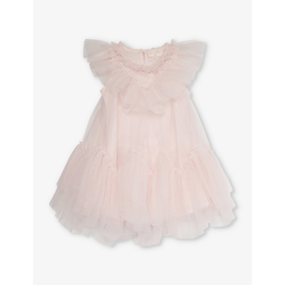 Tutu Du Monde Babies' Ruffle-trim Tiered-hem Mesh Dress 0-24 Months In Pink Cloud