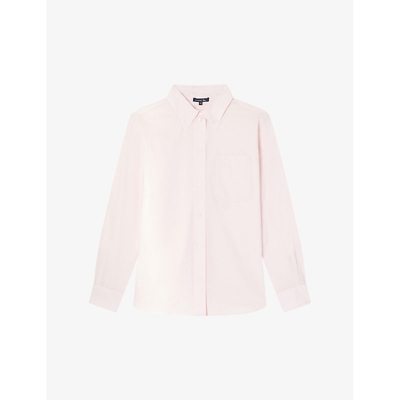 Soeur Womens Rose Pale Alphee Long-sleeve Button-up Cotton-blend Shirt