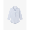 The White Company Womens Cornflower Slim-fit Organic-cotton-jersey Shirt