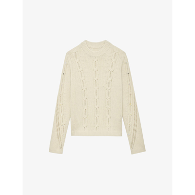 ZADIG & VOLTAIRE ZADIG&VOLTAIRE WOMENS VANILLE MORLEY CABLE-KNIT WOOL JUMPER