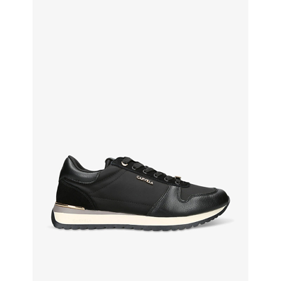 Carvela Womens Black Track Star Logo-embellished Nylon And Leather Low-top Trainers