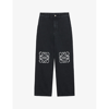 Loewe Womens Black Anagram Mid-rise Wide-leg Jeans In Black