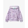BENETTON BENETTON LILAC PATTERN FLORAL-PATTERN COTTON-JERSEY HOODY 18 MONTHS - 6 YEARS