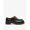 Prada Mens Brown Diapason Contrast-trim Brushed-leather Shoes