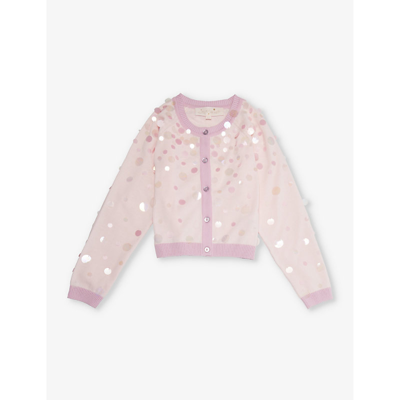 Tutu Du Monde Girls Pink Cloud Kids Sequin-embellished Knitted Cotton Cardigan 4-11 Years