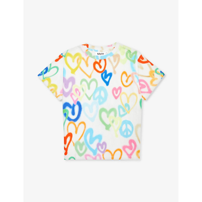 Molo Girls Variety Hearts Kids Riley Heart-print Organic Cotton-jersey T-shirt 4-12 Years