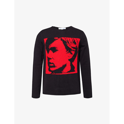 Comme Des Garçons Shirt Comme Des Garcons Shirt Mens Red Andy Warhol Intarsia-motif Knitted Jumper