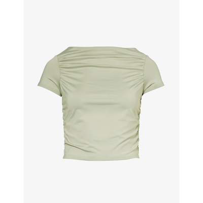 4th & Reckless Darrilyn Ruched Stretch-woven Top In Sage