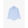 SANDRO SANDRO WOMENS BLEUS LACE-EMBROIDERED STRIPED COTTON SHIRT